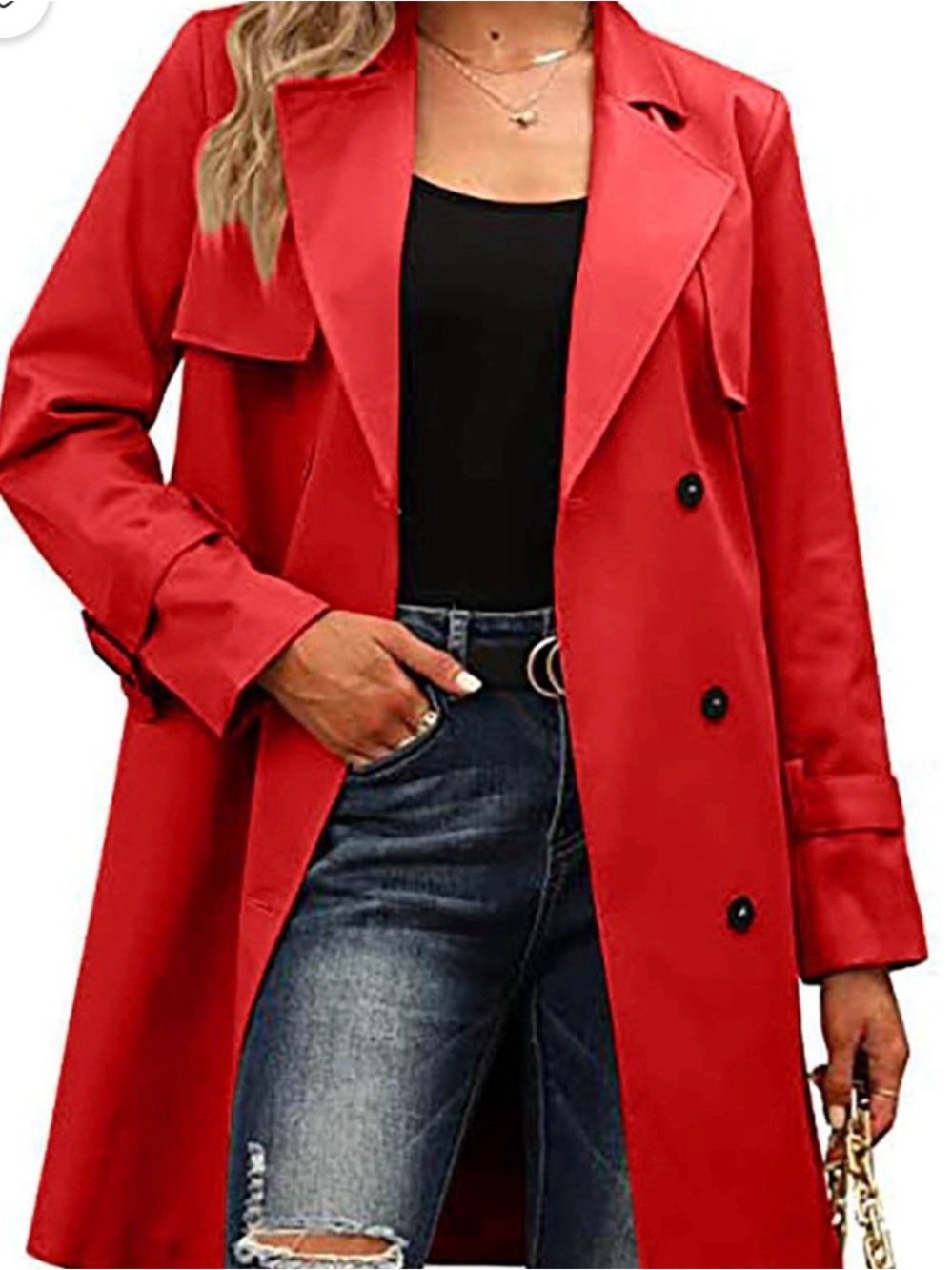 Calvin Klein hooded red rain coat size small trench coat down town chic